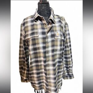 Carhartt Men's Plaid Flannel Shirt - Black and Green